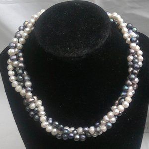 3 strand twisted cultured freshwater pearl necklace